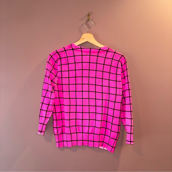 The Clair Crew Chic Pink Grid Button Down Cardigan | L - Picture 6 of 9